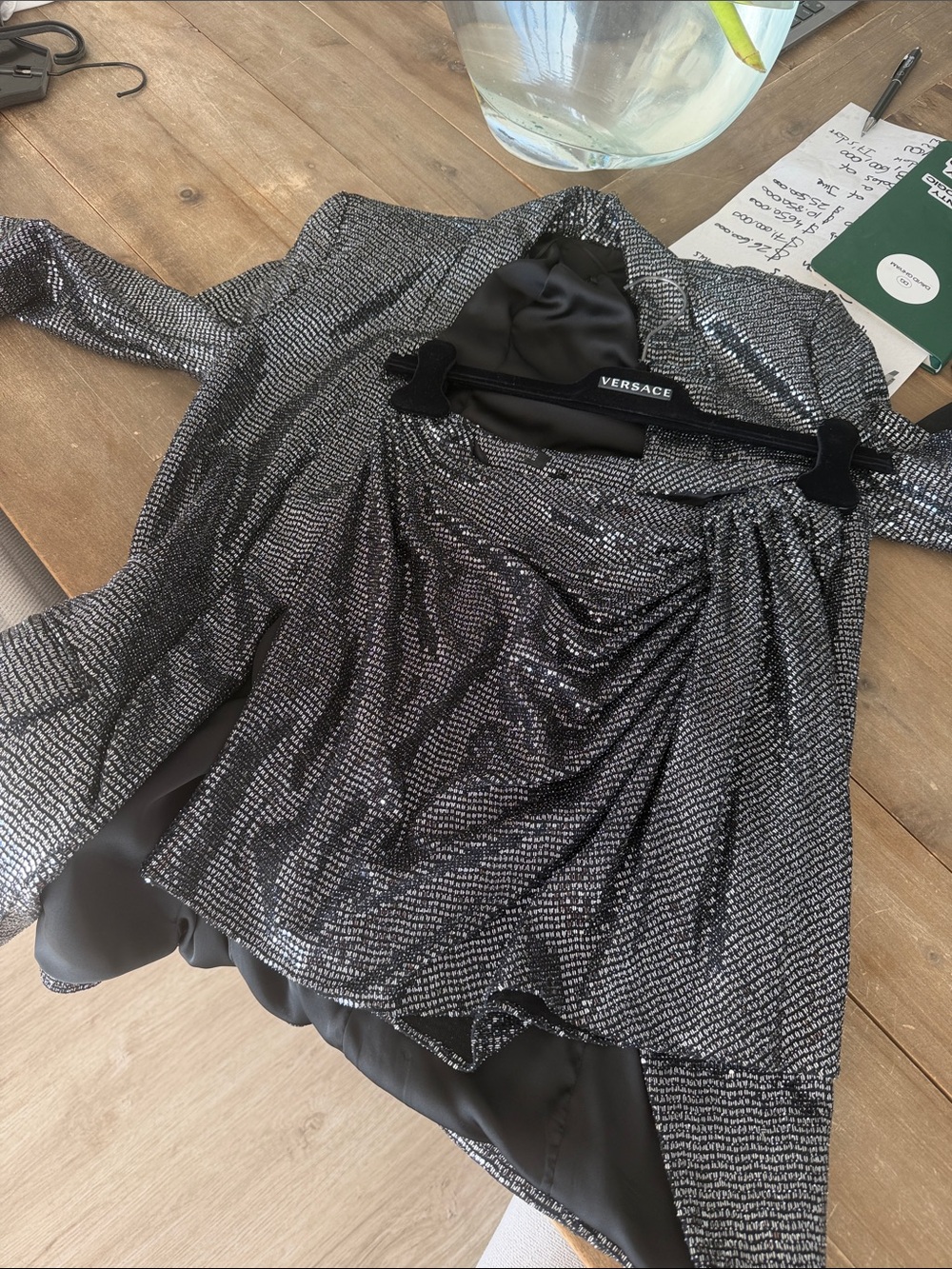 Zara Metallic Black Silver Blazer